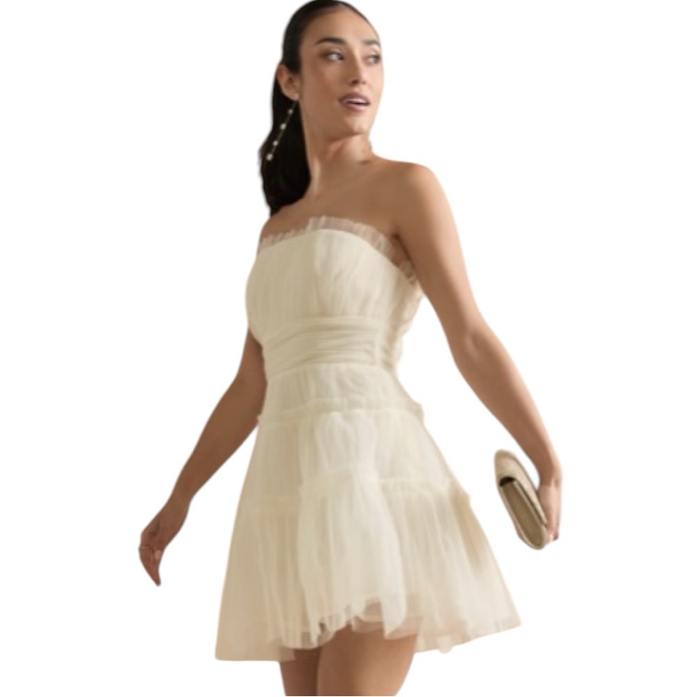 NWT Francescas Limelight Enna Dress Tulle Strapless Tiered Mini Pro…